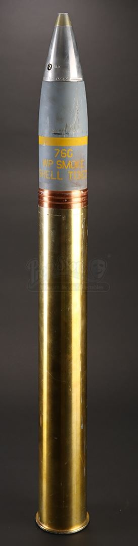 A prop 76mm round set from David Ayer’s war drama Fury. A variety of ...