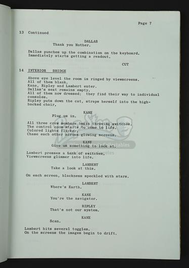 ALIEN (1979) - Brian Johnson's Personal Script - Current price: £1700