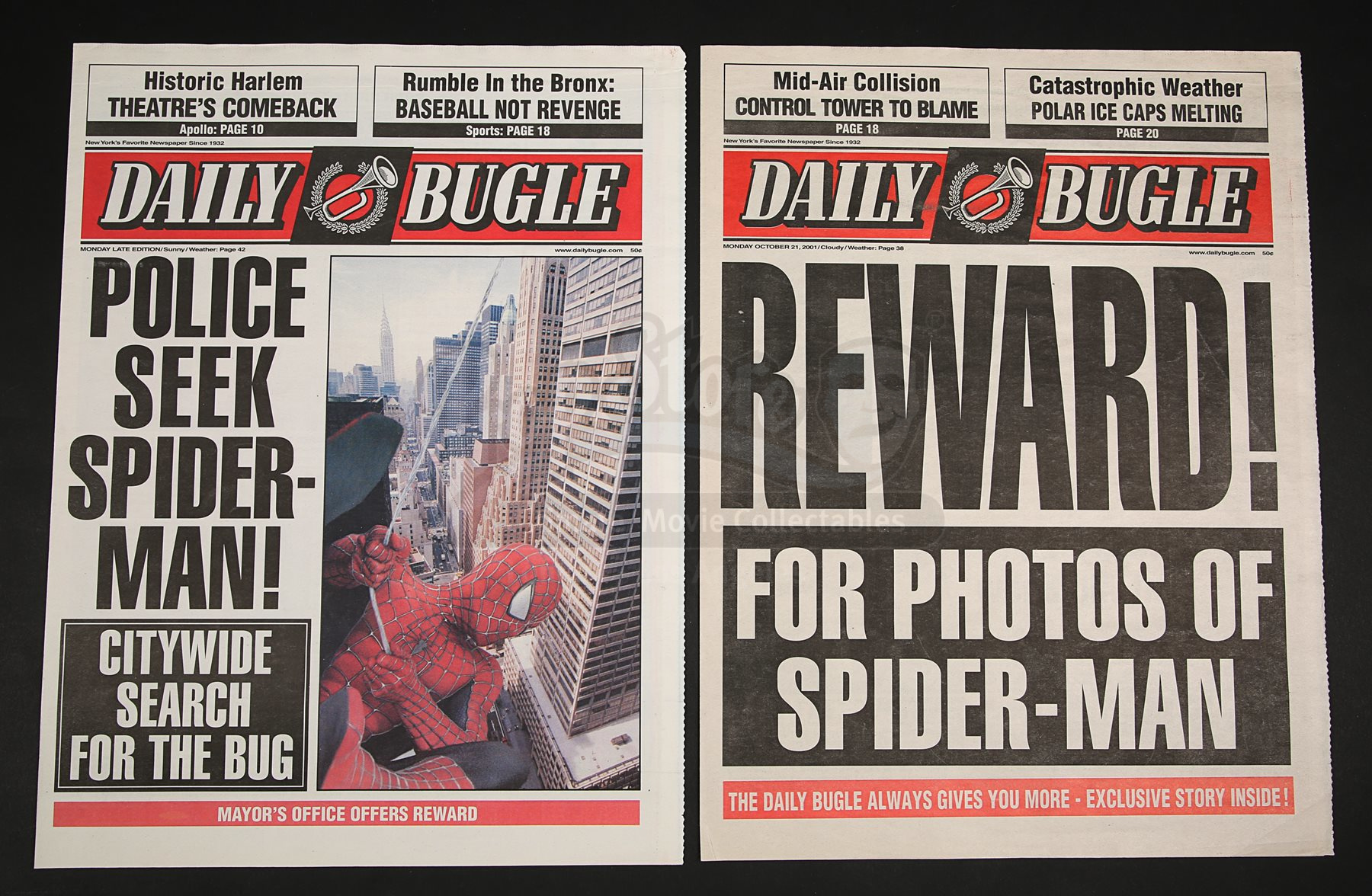 SPIDER-MAN (2002) - Pair of Daily Bugle Newspaper Covers - Current price:  £1300