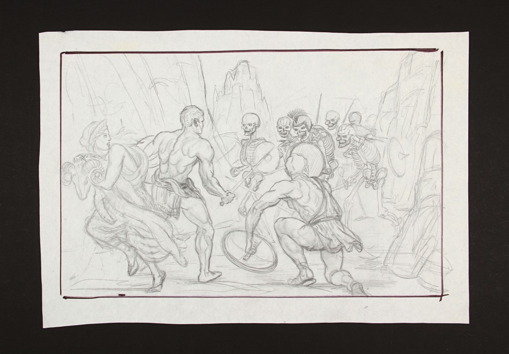 Jason&TheArgoNauts-RayHarryhausenHandDrawnConceptOfTheSkeletons1