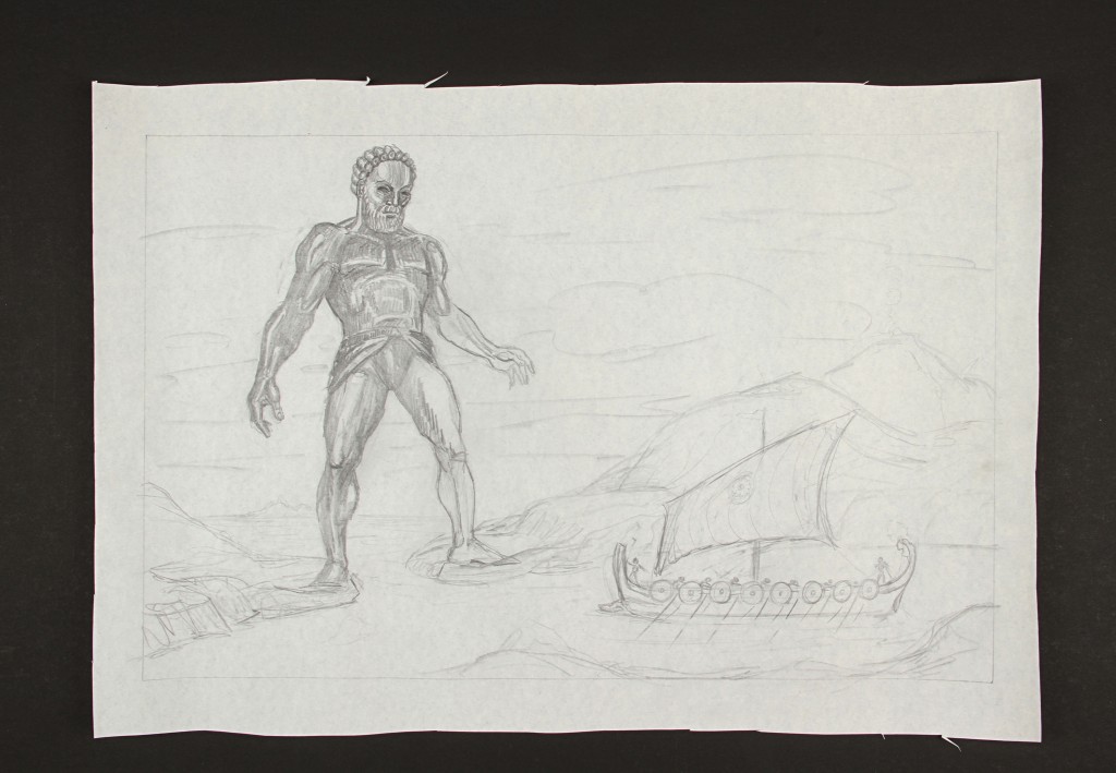Jason&TheArgonauts-RayHarryhausenHandDrawnConceptofTalos1