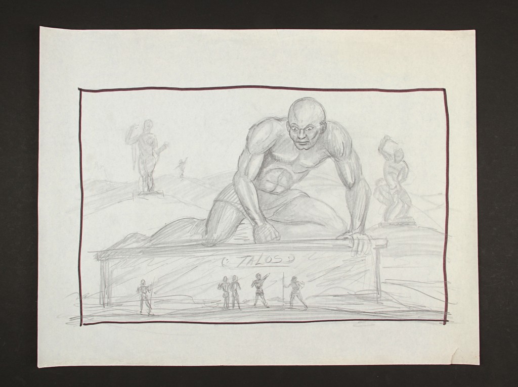 Jason&TheArgonauts-RayHarryhausenHandDrawnConceptofTalosAwakening1
